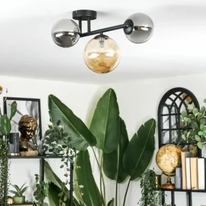 hofstein Chehalis Plafonnier, Boule lumineuse 23 cm Ambre, Fumé, 3 lumières* Lampes Modernes