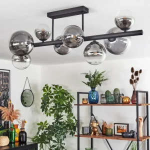 hofstein Chehalis Plafonnier, Boule lumineuse Clair, Fumé, 8 lumières* Lampes Modernes