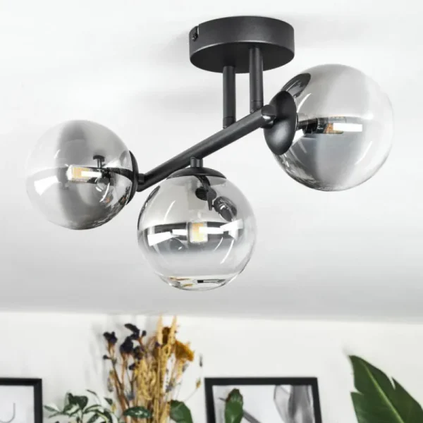 hofstein Chehalis Plafonnier, Boule lumineuse Clair, Fumé, 3 lumières* Lampes Modernes
