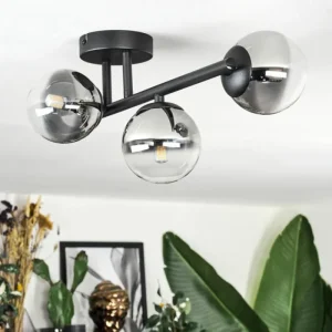 hofstein Chehalis Plafonnier, Boule lumineuse Clair, Fumé, 3 lumières* Lampes Modernes
