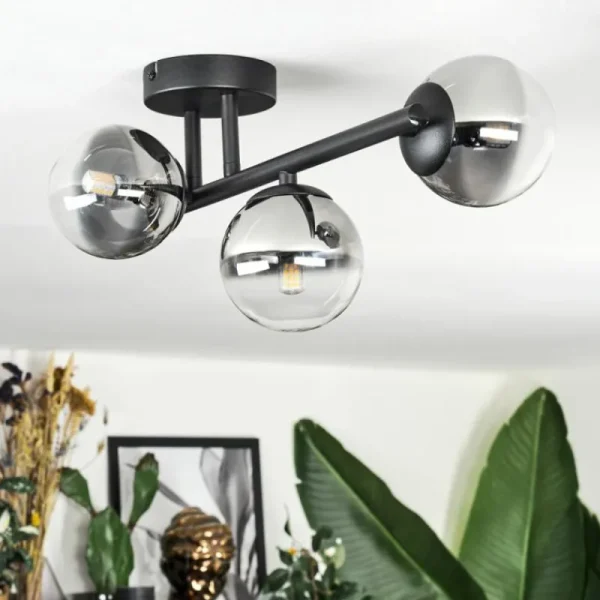 hofstein Chehalis Plafonnier, Boule lumineuse Clair, Fumé, 3 lumières* Lampes Modernes