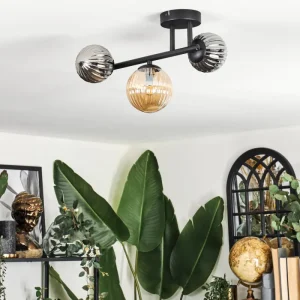 hofstein Chehalis Plafonnier, Boule lumineuse Ambre, Fumé, 3 lumières* Lampes Modernes