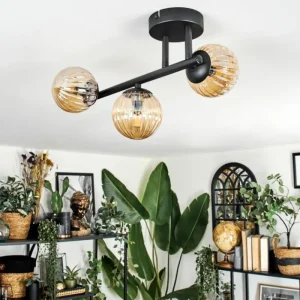 hofstein Chehalis Plafonnier, Boule lumineuse Ambre, 3 lumières* Lampes Modernes