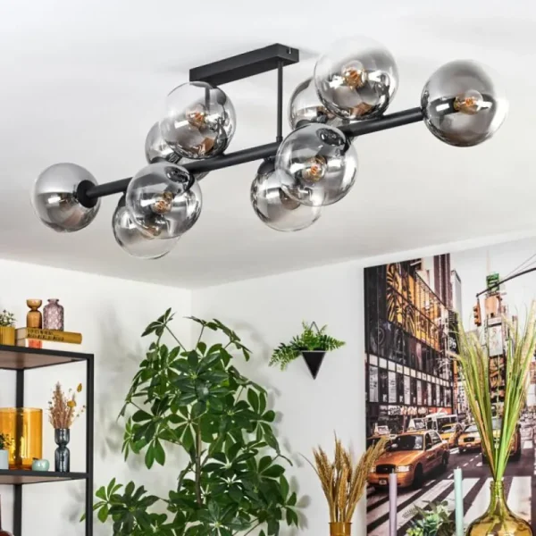 hofstein Chehalis Plafonnier, Boule lumineuse Clair, Fumé, 10 lumières* Lampes Modernes