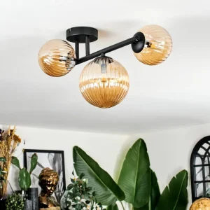 hofstein Chehalis Plafonnier, Boule lumineuse Ambre, 3 lumières* Lampes Modernes