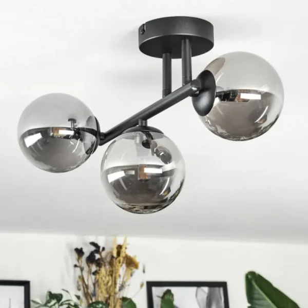 hofstein Chehalis Plafonnier, Boule lumineuse Fumé, 3 lumières* Lampes Modernes
