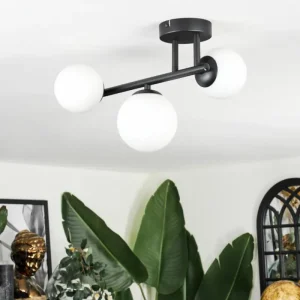 hofstein Chehalis Plafonnier, Boule lumineuse Blanc, 3 lumières* Lampes En Verre