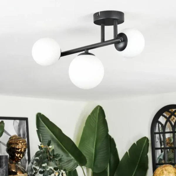 hofstein Chehalis Plafonnier, Boule lumineuse Blanc, 3 lumières* Lampes En Verre