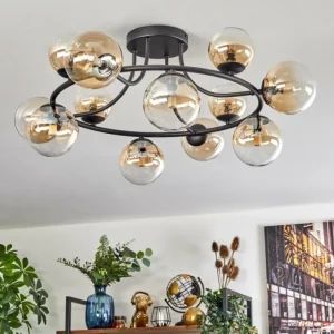 hofstein Chehalis Plafonnier, Boule lumineuse 76 cm Ambre, Clair, 12 lumières* Lampes En Verre