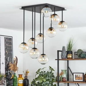 hofstein Chehalis Plafonnier, Boule lumineuse Ambre, Clair, 9 lumières* Lampes En Verre