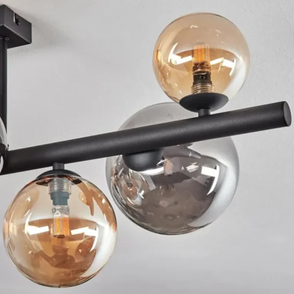 hofstein Chehalis Plafonnier, Boule lumineuse Ambre, Fumé, 8 lumières* Lampes Modernes