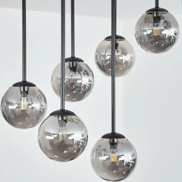 hofstein Chehalis Plafonnier, Boule lumineuse Fumé, 9 lumières* Lampes Modernes