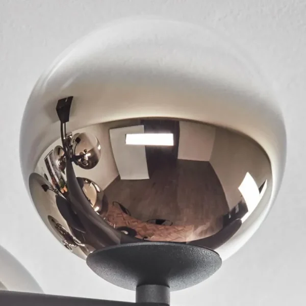 hofstein Chehalis Plafonnier, Boule lumineuse Chrome, Clair, Fumé, 8 lumières* Lampes Modernes