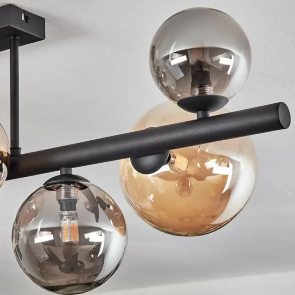 hofstein Chehalis Plafonnier, Boule lumineuse Ambre, Fumé, 8 lumières* Lampes Modernes