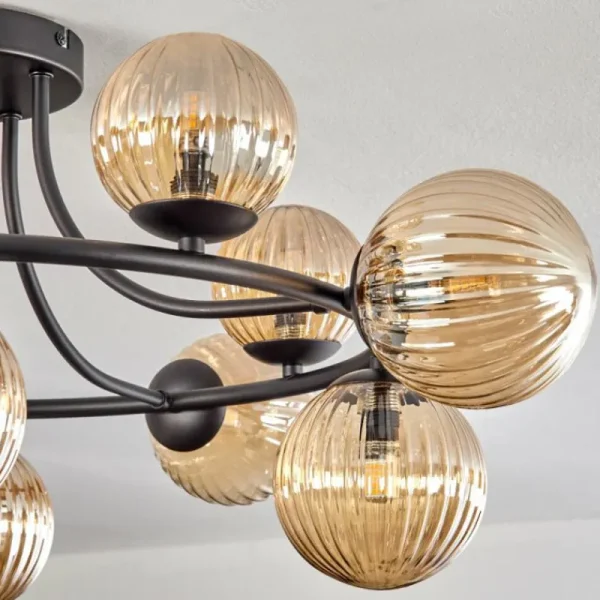 hofstein Chehalis Plafonnier, Boule lumineuse Ambre, 12 lumières* Lampes Modernes