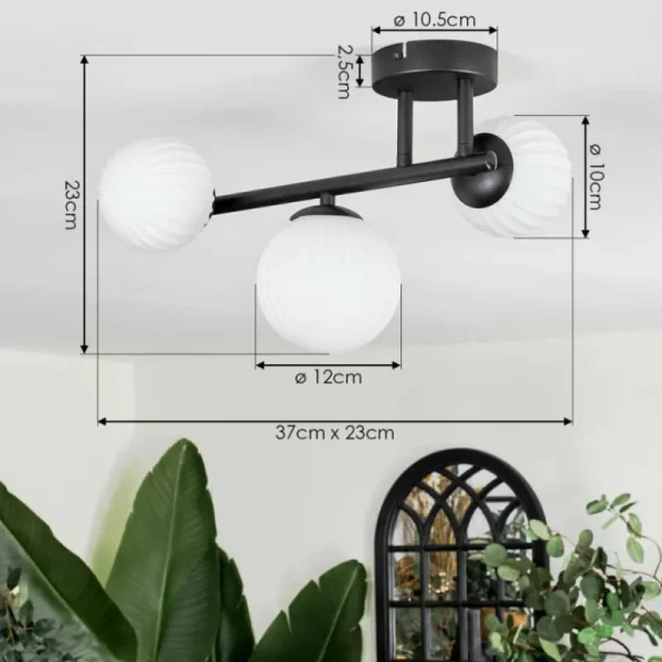 hofstein Chehalis Plafonnier, Boule lumineuse Blanc, 3 lumières* Lampes Modernes