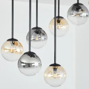 hofstein Chehalis Plafonnier, Boule lumineuse Ambre, Clair, Fumé, 9 lumières* Lampes Modernes