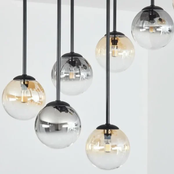 hofstein Chehalis Plafonnier, Boule lumineuse Ambre, Clair, Fumé, 9 lumières* Lampes Modernes