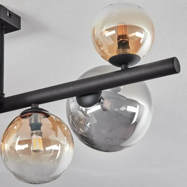 hofstein Chehalis Plafonnier, Boule lumineuse Ambre, Clair, Fumé, 8 lumières* Lampes Modernes