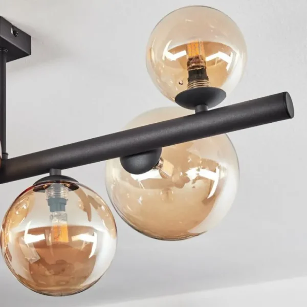 hofstein Chehalis Plafonnier, Boule lumineuse Ambre, 8 lumières* Lampes En Verre