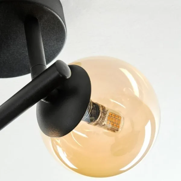 hofstein Chehalis Plafonnier, Boule lumineuse Ambre, 3 lumières* Lampes En Verre