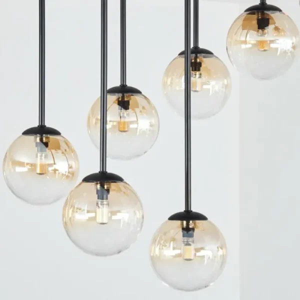 hofstein Chehalis Plafonnier, Boule lumineuse Ambre, Clair, 9 lumières* Lampes En Verre