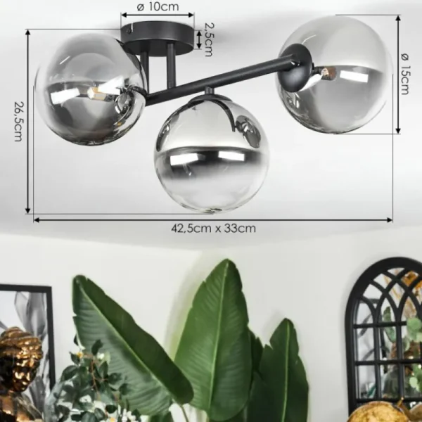 hofstein Chehalis Plafonnier, Boule lumineuse Clair, Fumé, 3 lumières* Lampes Modernes