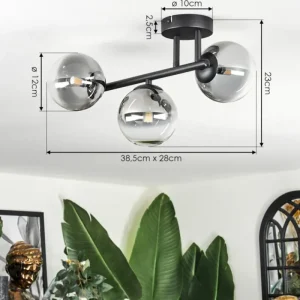hofstein Chehalis Plafonnier, Boule lumineuse Clair, Fumé, 3 lumières* Lampes Modernes
