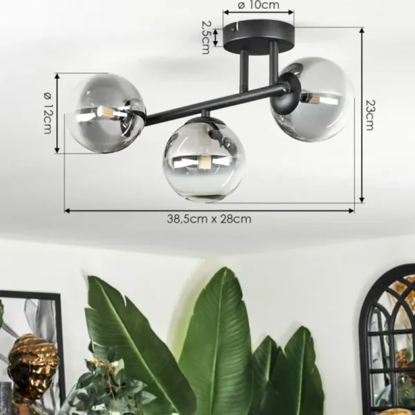 hofstein Chehalis Plafonnier, Boule lumineuse Clair, Fumé, 3 lumières* Lampes Modernes
