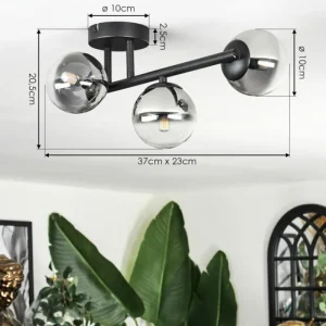 hofstein Chehalis Plafonnier, Boule lumineuse Clair, Fumé, 3 lumières* Lampes Modernes