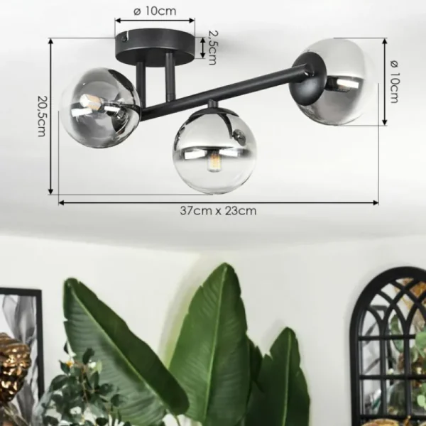 hofstein Chehalis Plafonnier, Boule lumineuse Clair, Fumé, 3 lumières* Lampes Modernes