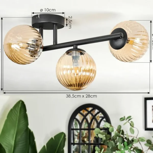 hofstein Chehalis Plafonnier, Boule lumineuse Ambre, 3 lumières* Lampes Modernes