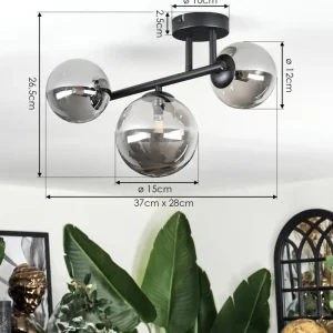 hofstein Chehalis Plafonnier, Boule lumineuse Fumé, 3 lumières* Lampes Modernes