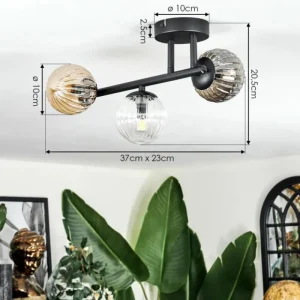 hofstein Chehalis Plafonnier, Boule lumineuse Ambre, Clair, Fumé, 3 lumières* Lampes Modernes