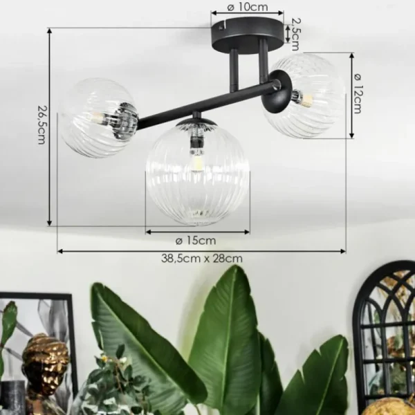 hofstein Chehalis Plafonnier, Boule lumineuse Clair, 3 lumières* Lampes Modernes