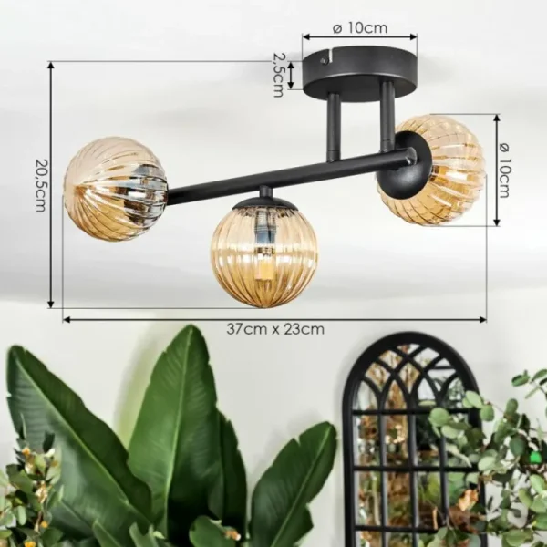 hofstein Chehalis Plafonnier, Boule lumineuse Ambre, 3 lumières* Lampes Modernes