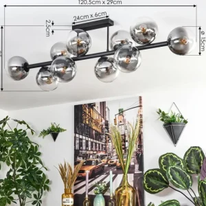 hofstein Chehalis Plafonnier, Boule lumineuse Clair, Fumé, 10 lumières* Lampes Modernes