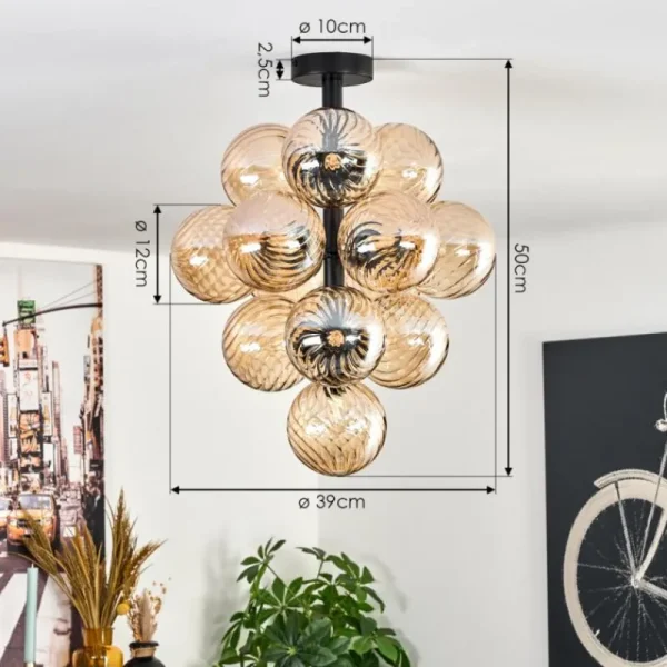 hofstein Chehalis Plafonnier, Boule lumineuse 39 cm LED Ambre, 13 lumières* Lampes Modernes