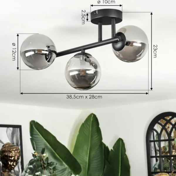hofstein Chehalis Plafonnier, Boule lumineuse Fumé, 3 lumières* Lampes Modernes