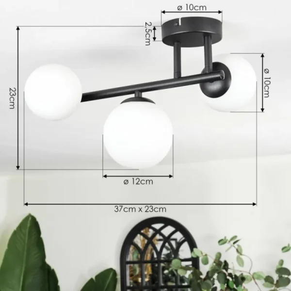 hofstein Chehalis Plafonnier, Boule lumineuse Blanc, 3 lumières* Lampes En Verre
