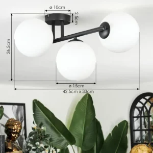 hofstein Chehalis Plafonnier, Boule lumineuse Blanc, 3 lumières* Lampes En Verre