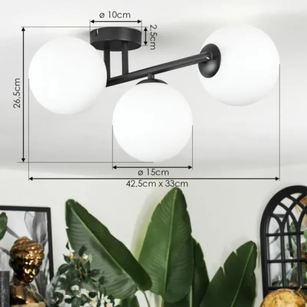 hofstein Chehalis Plafonnier, Boule lumineuse Blanc, 3 lumières* Lampes En Verre