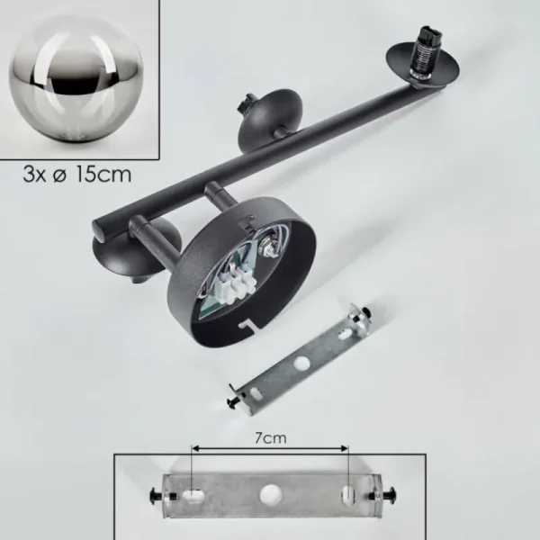 hofstein Chehalis Plafonnier, Boule lumineuse Clair, Fumé, 3 lumières* Lampes Modernes