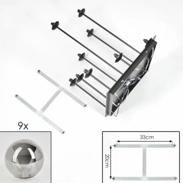 hofstein Chehalis Plafonnier, Boule lumineuse Fumé, 9 lumières* Lampes Modernes