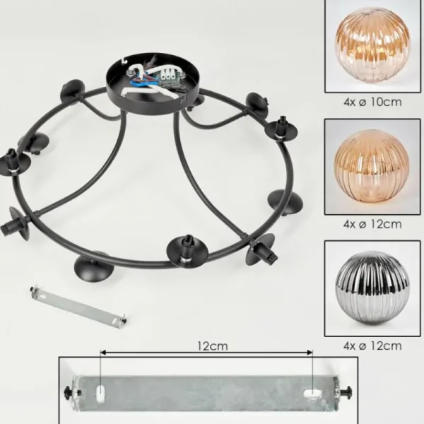 hofstein Chehalis Plafonnier, Boule lumineuse Ambre, Fumé, 12 lumières* Lampes Modernes
