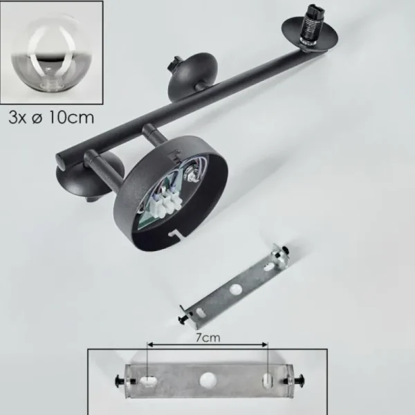 hofstein Chehalis Plafonnier, Boule lumineuse Clair, Fumé, 3 lumières* Lampes Modernes