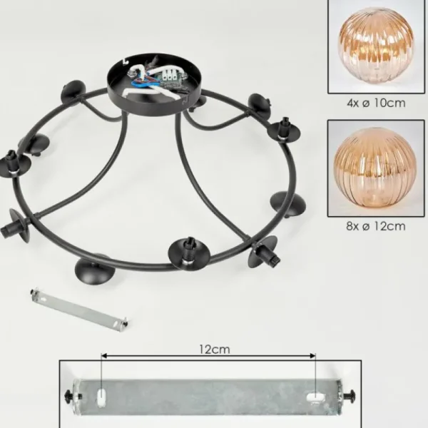 hofstein Chehalis Plafonnier, Boule lumineuse Ambre, 12 lumières* Lampes Modernes
