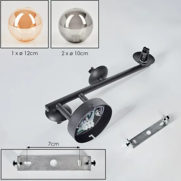 hofstein Chehalis Plafonnier, Boule lumineuse Ambre, Fumé, 3 lumières* Lampes Modernes