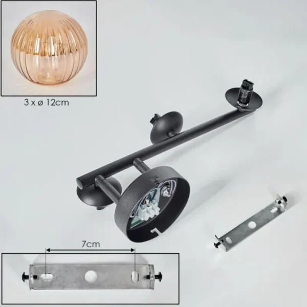 hofstein Chehalis Plafonnier, Boule lumineuse Ambre, 3 lumières* Lampes Modernes