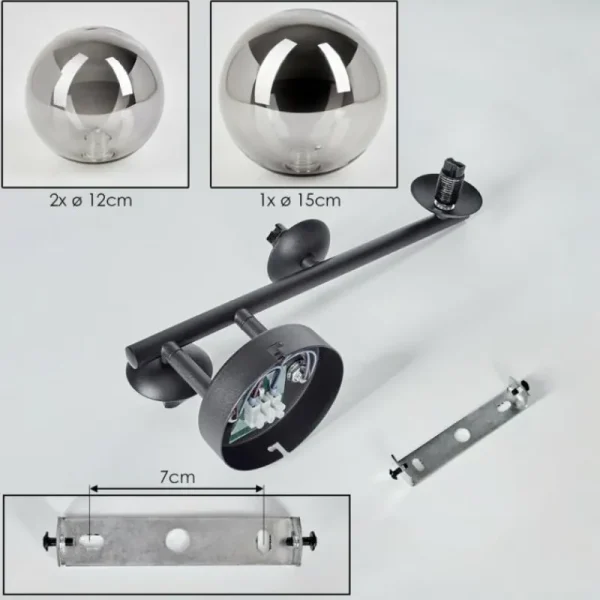 hofstein Chehalis Plafonnier, Boule lumineuse Fumé, 3 lumières* Lampes Modernes
